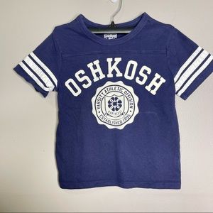 OshKosh Kids Boys Sz 4T Navy Blue Logo Graphic Short Sleeve Boat Neck Crew Neck